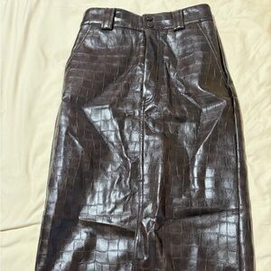 Leather pencil skirt midi